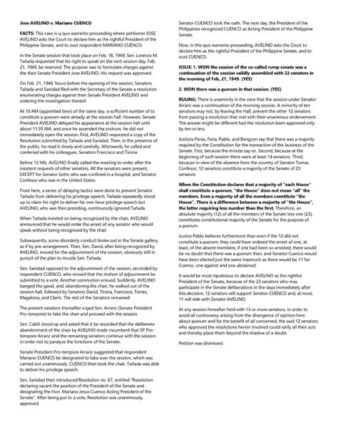 avelino vs cuenco case digest|CASE DIGEST: AVELINO VS CUENCO, GR NO. L.